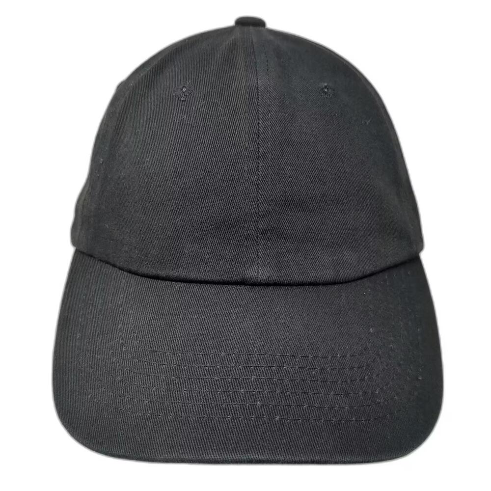 Ethos Baseball Cap Black Hat OS Adjustable Cotton Slideback Plain Solid 6-Panel